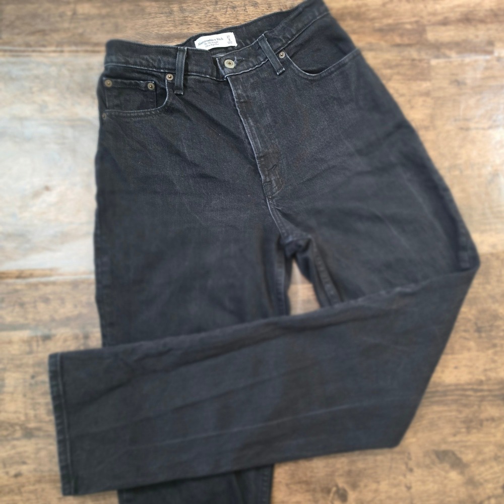 ABERCROMBIE‎ & FITCH Jeans Womens 27/4L Black Curve Love 90s Straight Ultra High